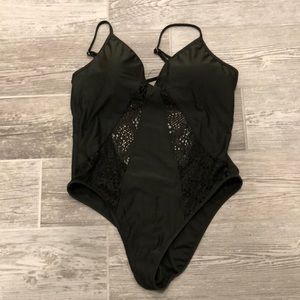 Olive Green Lace One Piece Swimsuit Bathing suit